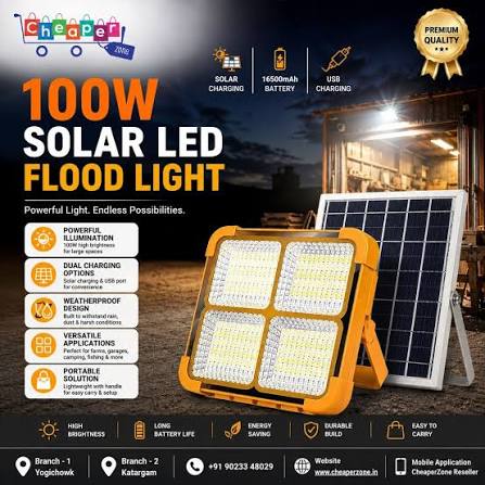 Solar Charging LED Emergency Light | USB Rechargeable Outdoor Floodlight