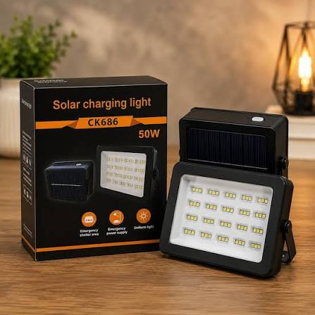 Solar Charging LED Emergency Light | USB Rechargeable Outdoor Floodlight